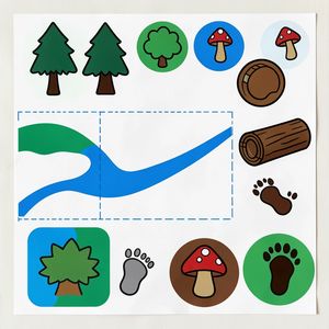 Znaczniki i plansza Leśnego toru ruchu