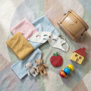 Zdjęcie rekwizytów na dywanie (flat lay)