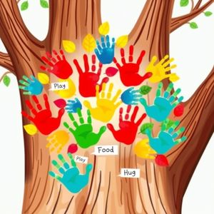 Wzór gotowego plakatu z odciskami dłoni