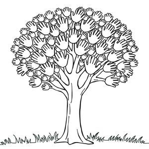 Kolorowanka: drzewko z odciskami dłoni