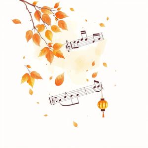 Ilustracja tła: muzyka i jesienne liście