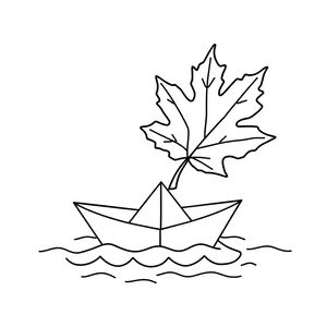 Kolorowanka: Liść i łódka
