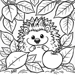 Kolorowanka - Jeż w liściach