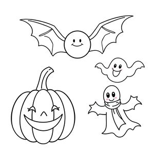 Kolorowanki: dynia, nietoperz, duch