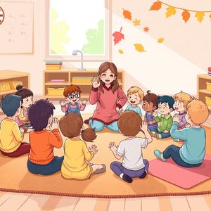 Scena: Dzieci w kole śpiewają powitanie