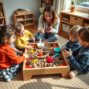 Zdjęcie sceniczne: Dzieci przy tacy sensorycznej