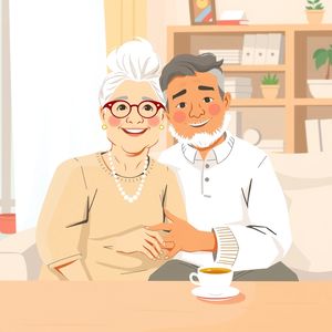 Duża ilustracja babci i dziadka (plakat)