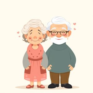 Ilustracja babci i dziadka