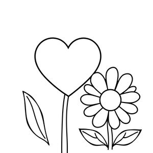Kolorowanka: serce i kwiatek