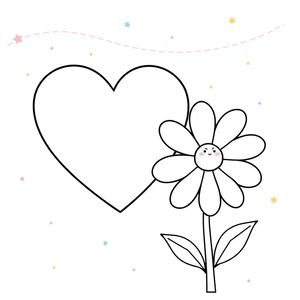 Kolorowanka: serce i kwiatek
