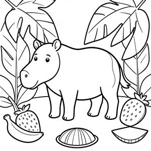 Kolorowanka — tapir w prostym lesie