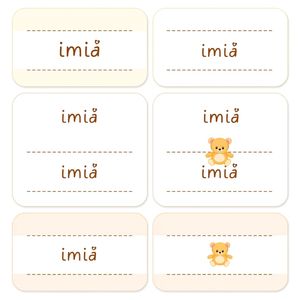 Karteczki z imionami dla pluszaków — szablon A4