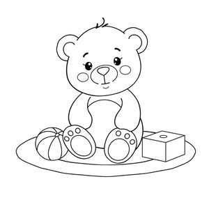 Strona kolorowanki — Miś i dywan