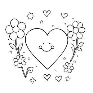 Kolorowanka — serduszko z prostymi motywami