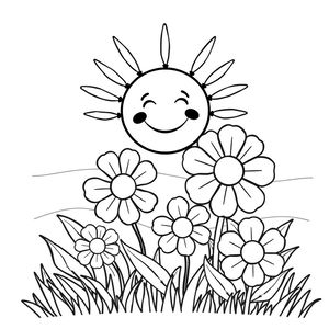 Kolorowanka — Słońce i Kwiaty