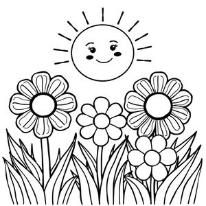 Kolorowanka — Słońce i Kwiaty