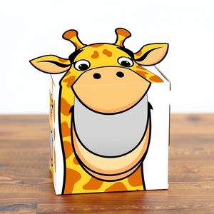 Szablon/pudełko: paszcza żyrafy — nakładka na pudełko do wkładania karmy