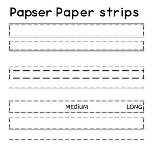Szablony papierowych pasków różnej długości (szyje)