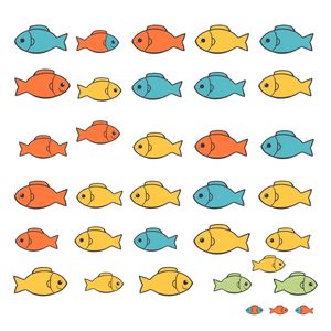 Arkusz z małymi rybkami do wycięcia (liczniki)