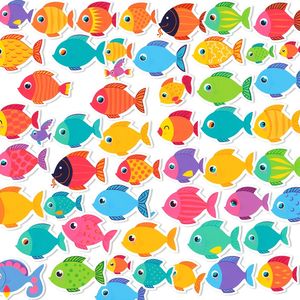 Arkusz naklejek: Małe kolorowe rybki