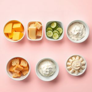 Flat lay składników ułożonych jak klocki