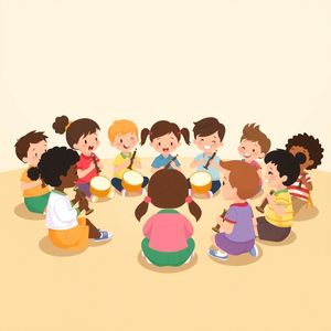 Plakat aktywności 'Cicha orkiestra' (ilustracja dzieci)