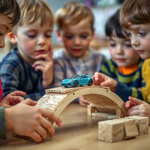 Zdjęcie testowania mostu zabawkowym samochodzikiem