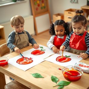 Dzieci malujące palcami — zdjęcie akcji