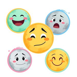 Przykładowe planety-emotki (kolorowe inspiracje)