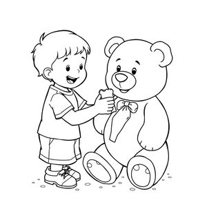 Kolorowanka: Mały ratownik z pluszakiem
