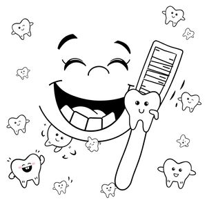 Kolorowanka: Uśmiech i szczoteczka