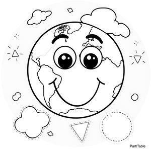Szablon pracy plastycznej 'Uśmiechnięta Ziemia' — papierowy talerzyk