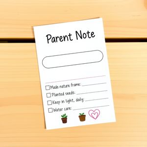 Notatka dla rodziców — co dziecko zrobiło