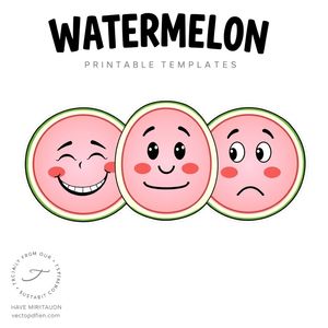 Arbuzowe buzie — trzy emocje (szablon)