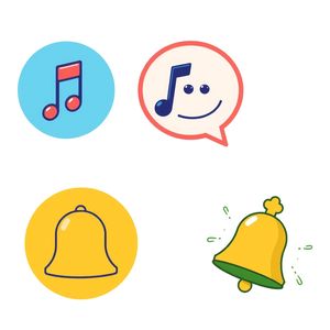 Ikony dźwięków: muzyka, głos, dzwoneczki