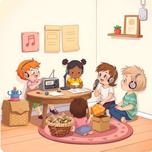 Ilustracja: kącik małego studia radiowego