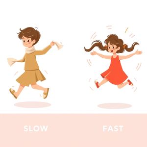 Eksperyment z tempem — wolno vs szybko (plansza porównawcza)