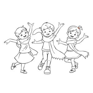 Kolorowanka — dzieci tańczą