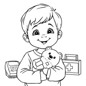 Kolorowanka: Mały Ratownik z pluszakiem