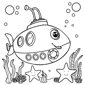 Kolorowanka: Mała łódź podwodna
