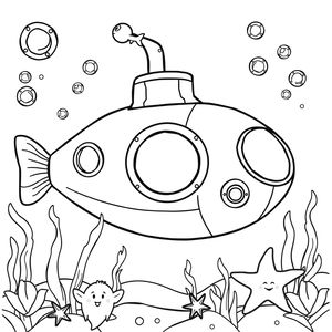 Kolorowanka: Mała łódź podwodna