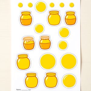 Arkusz naklejek — małe słoiczki miodu (szablon)