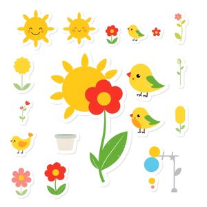 Naklejki pamiątkowe — małe motywy wiosenne (arkusz)