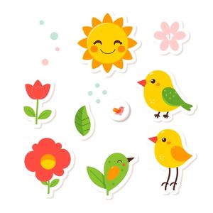 Naklejki pamiątkowe — małe motywy wiosenne (arkusz)