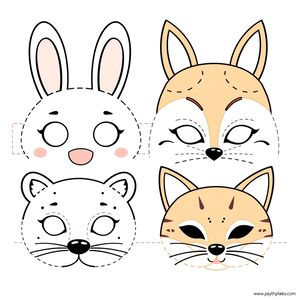 Szablony masek do druku — zwierzątka