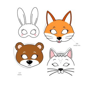 Szablony masek do druku — zwierzątka