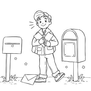 Kolorowanka: listonosz i skrzynka
