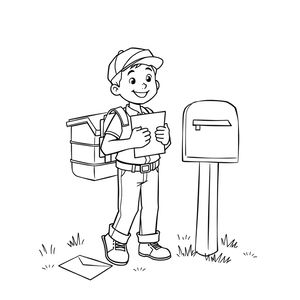 Kolorowanka: listonosz i skrzynka