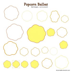 Szablony kuleczek popcornu (żółte i białe)