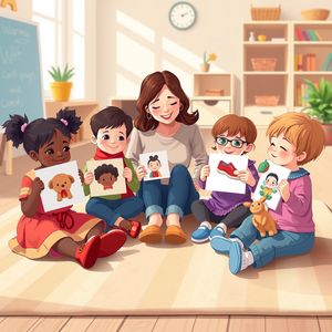 Scena: dzieci w kręgu podczas zajęć